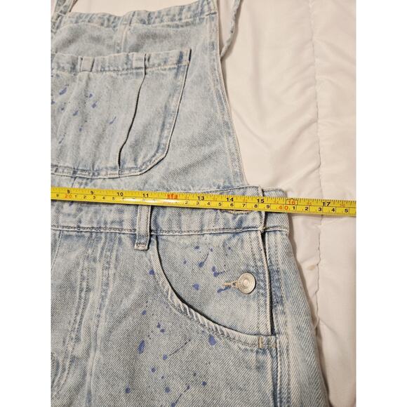 Free People We The Free Dye Denim Shortalls Sz S Ziggy Short Overalls Cotton - Picture 4 of 8